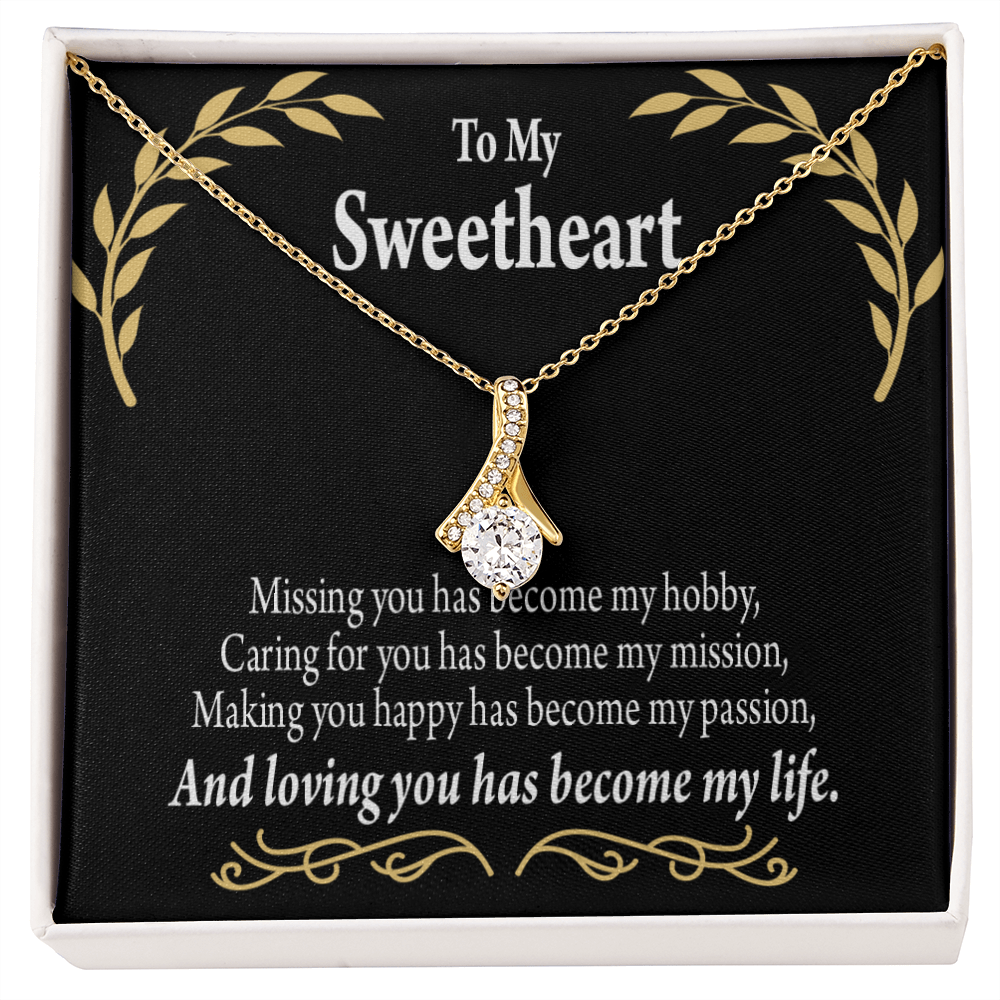 To My Girlfriend Loving You Alluring Ribbon Necklace Message Card-Express Your Love Gifts