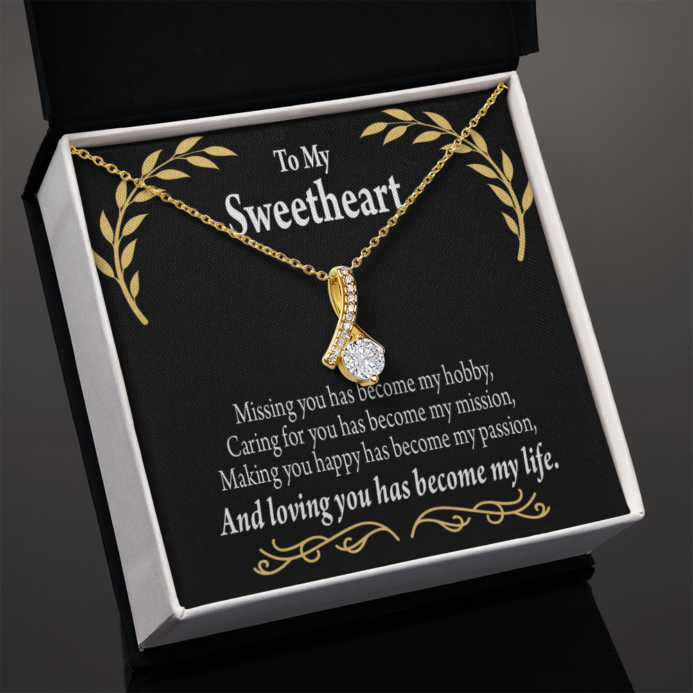 To My Girlfriend Loving You Alluring Ribbon Necklace Message Card-Express Your Love Gifts