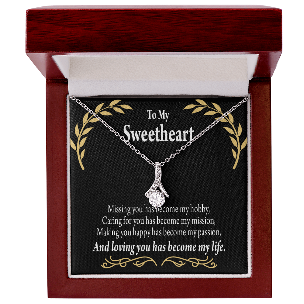 To My Girlfriend Loving You Alluring Ribbon Necklace Message Card-Express Your Love Gifts