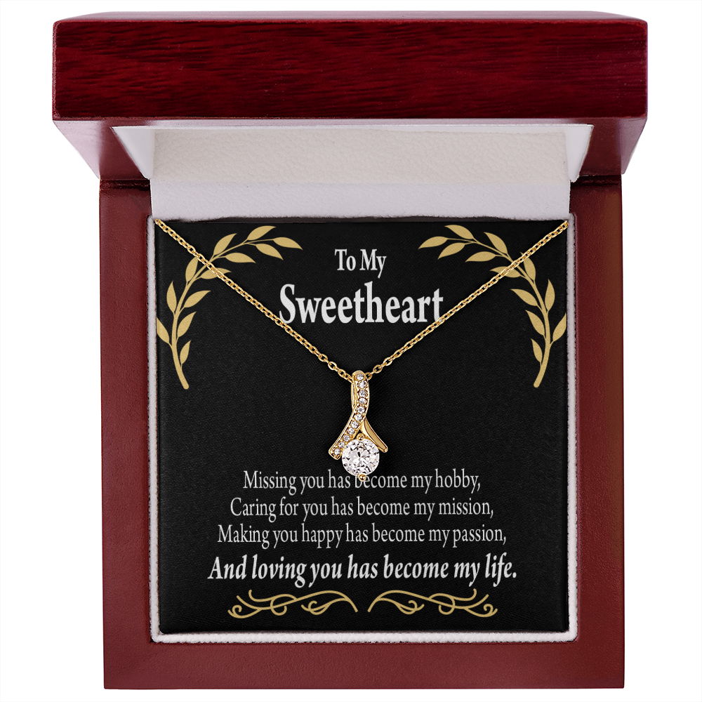 To My Girlfriend Loving You Alluring Ribbon Necklace Message Card-Express Your Love Gifts