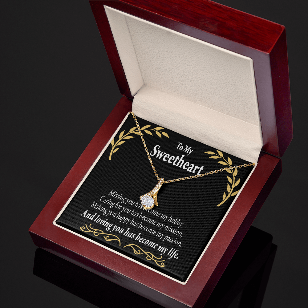 To My Girlfriend Loving You Alluring Ribbon Necklace Message Card-Express Your Love Gifts
