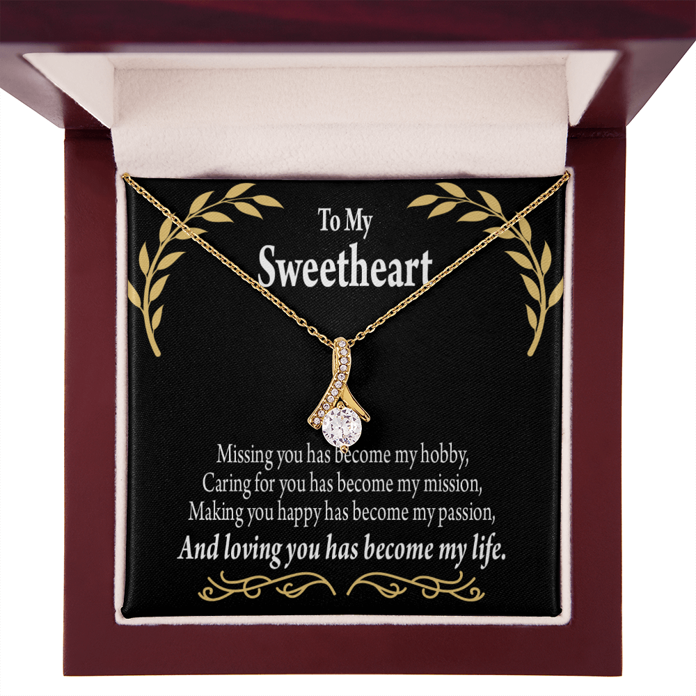 To My Girlfriend Loving You Alluring Ribbon Necklace Message Card-Express Your Love Gifts