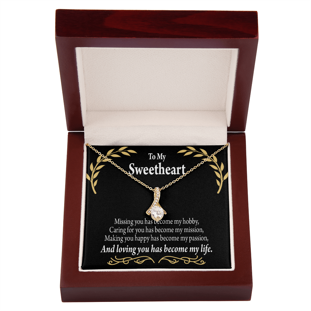 To My Girlfriend Loving You Alluring Ribbon Necklace Message Card-Express Your Love Gifts
