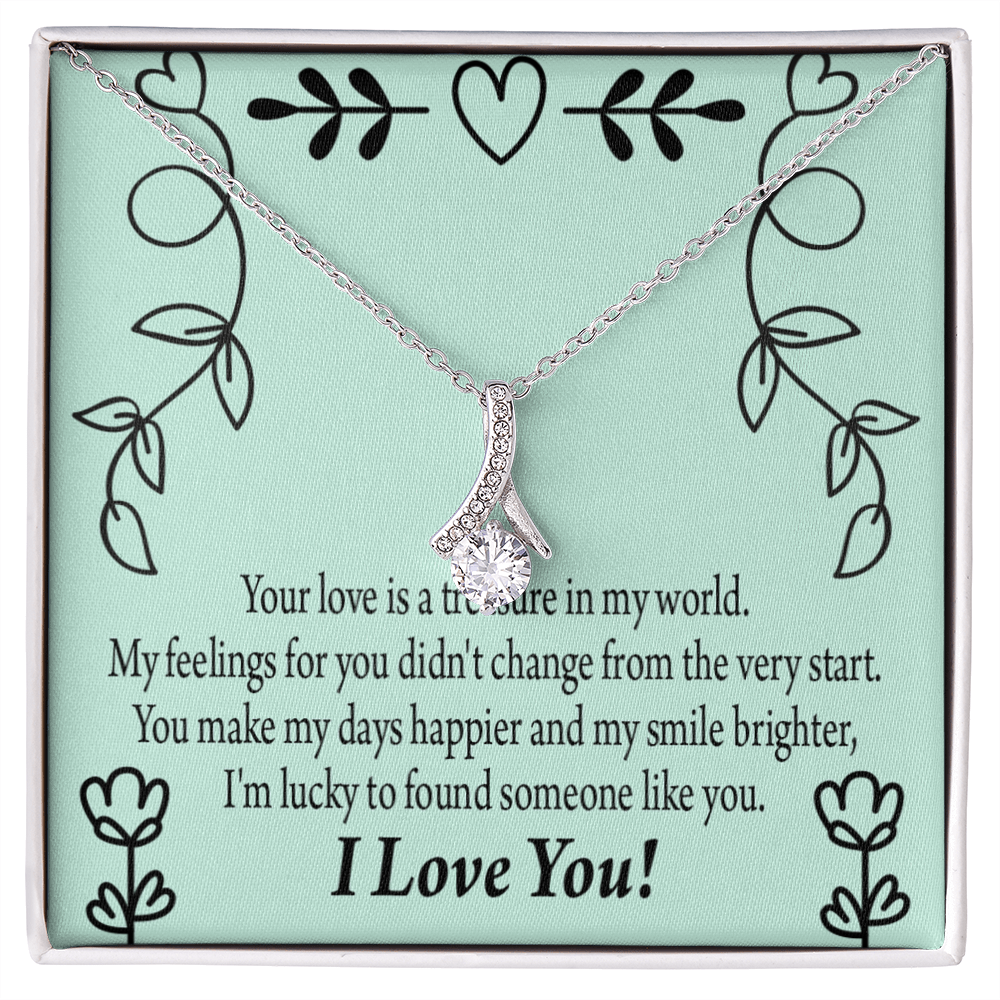 To My Girlfriend Lucky Alluring Ribbon Necklace Message Card-Express Your Love Gifts