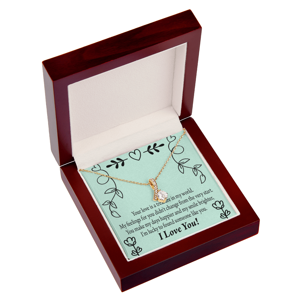 To My Girlfriend Lucky Alluring Ribbon Necklace Message Card-Express Your Love Gifts