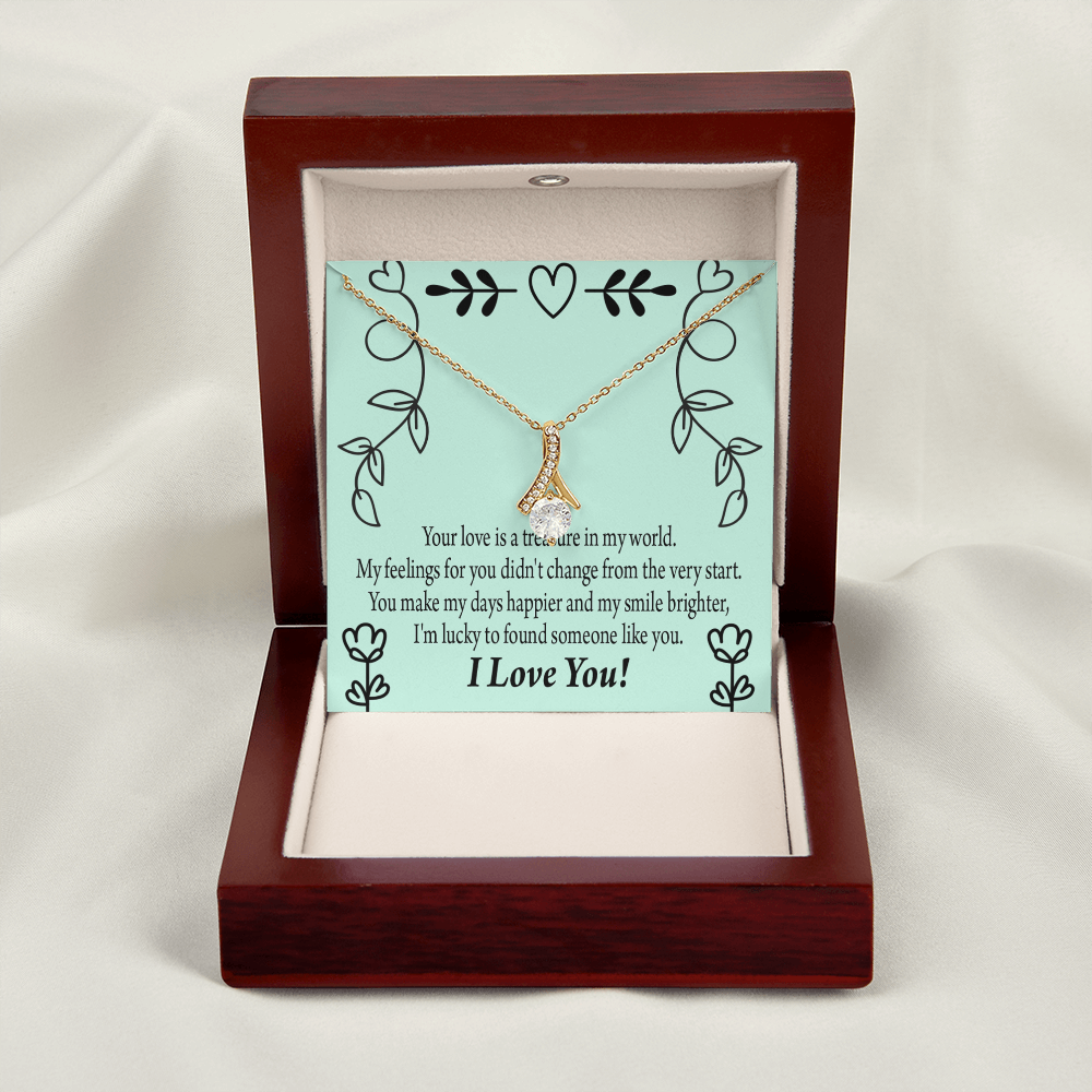 To My Girlfriend Lucky Alluring Ribbon Necklace Message Card-Express Your Love Gifts