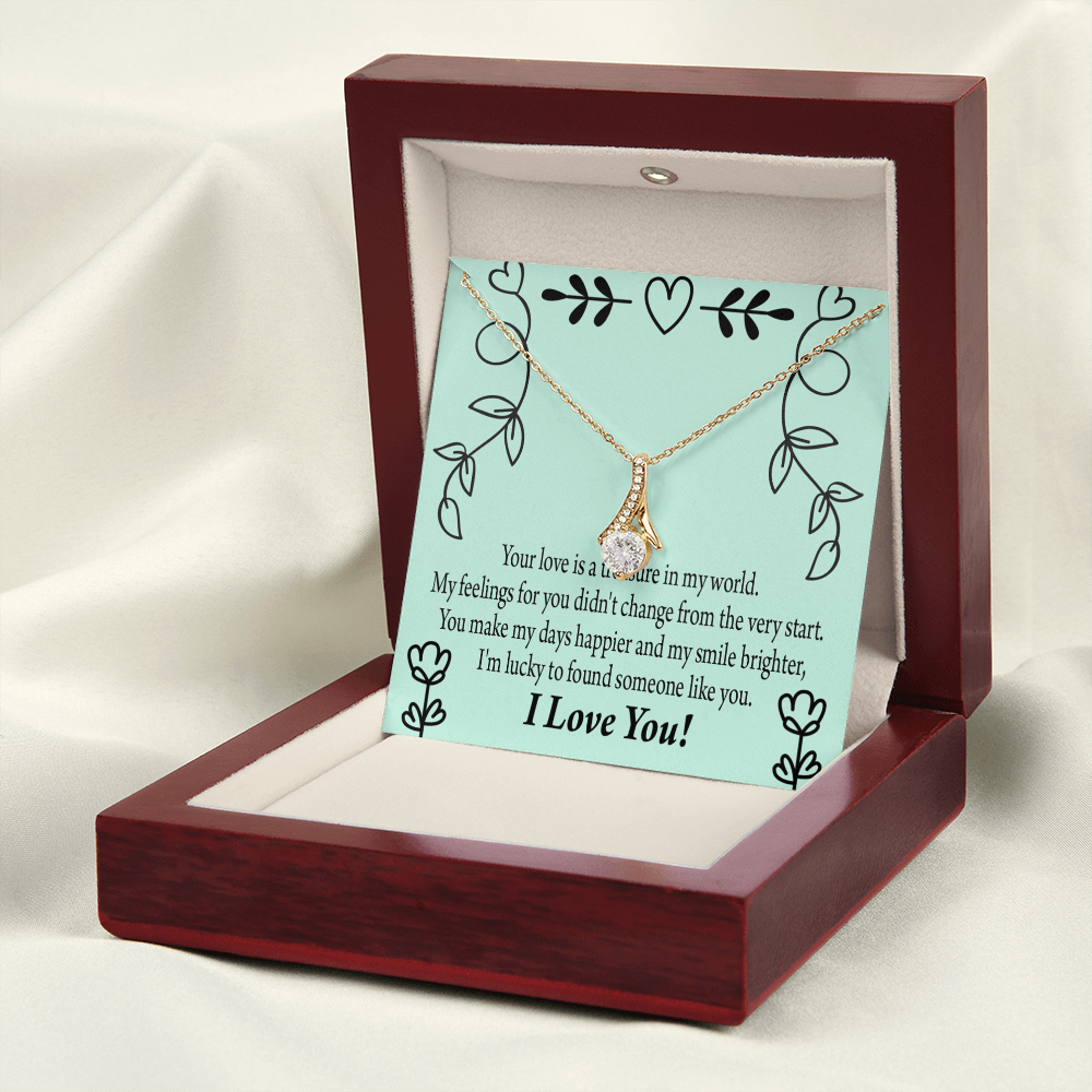 To My Girlfriend Lucky Alluring Ribbon Necklace Message Card-Express Your Love Gifts