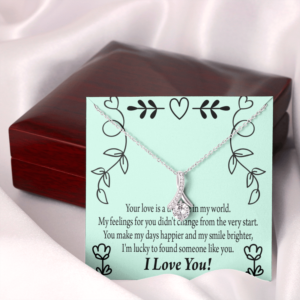 To My Girlfriend Lucky Alluring Ribbon Necklace Message Card-Express Your Love Gifts