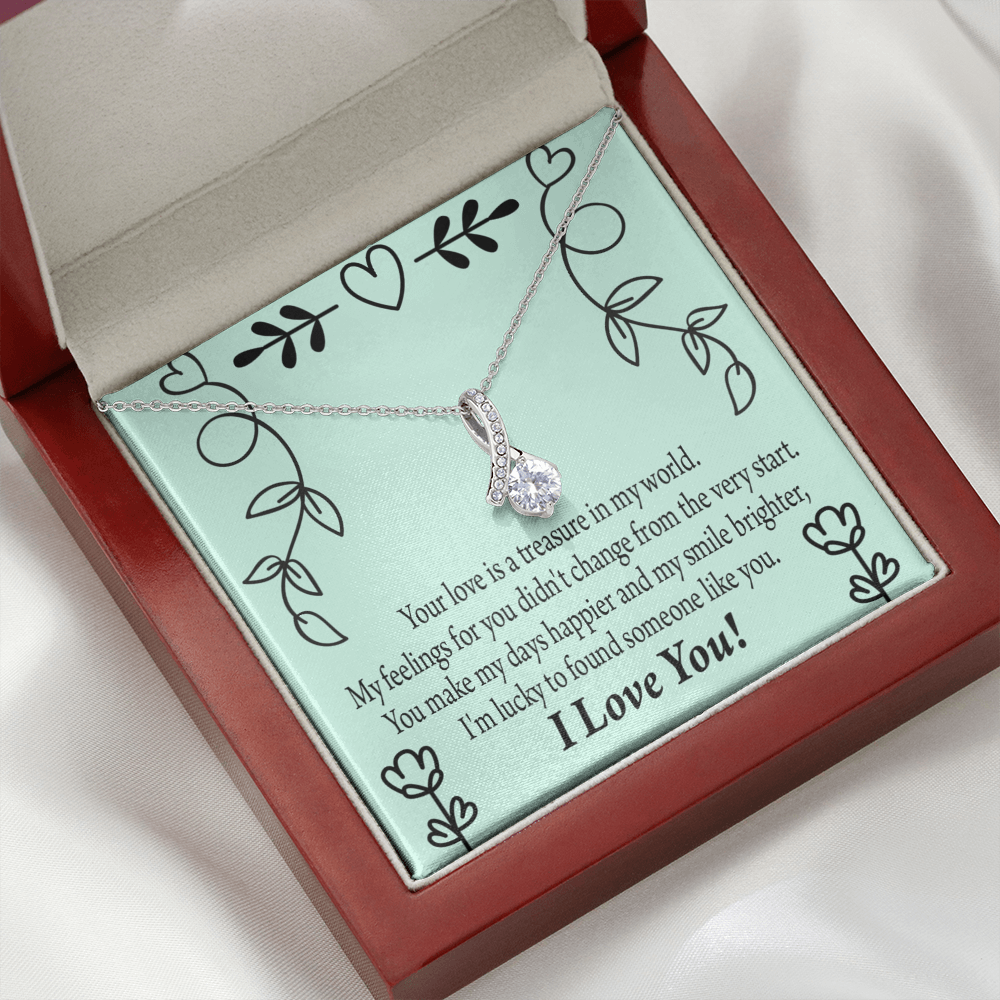 To My Girlfriend Lucky Alluring Ribbon Necklace Message Card-Express Your Love Gifts