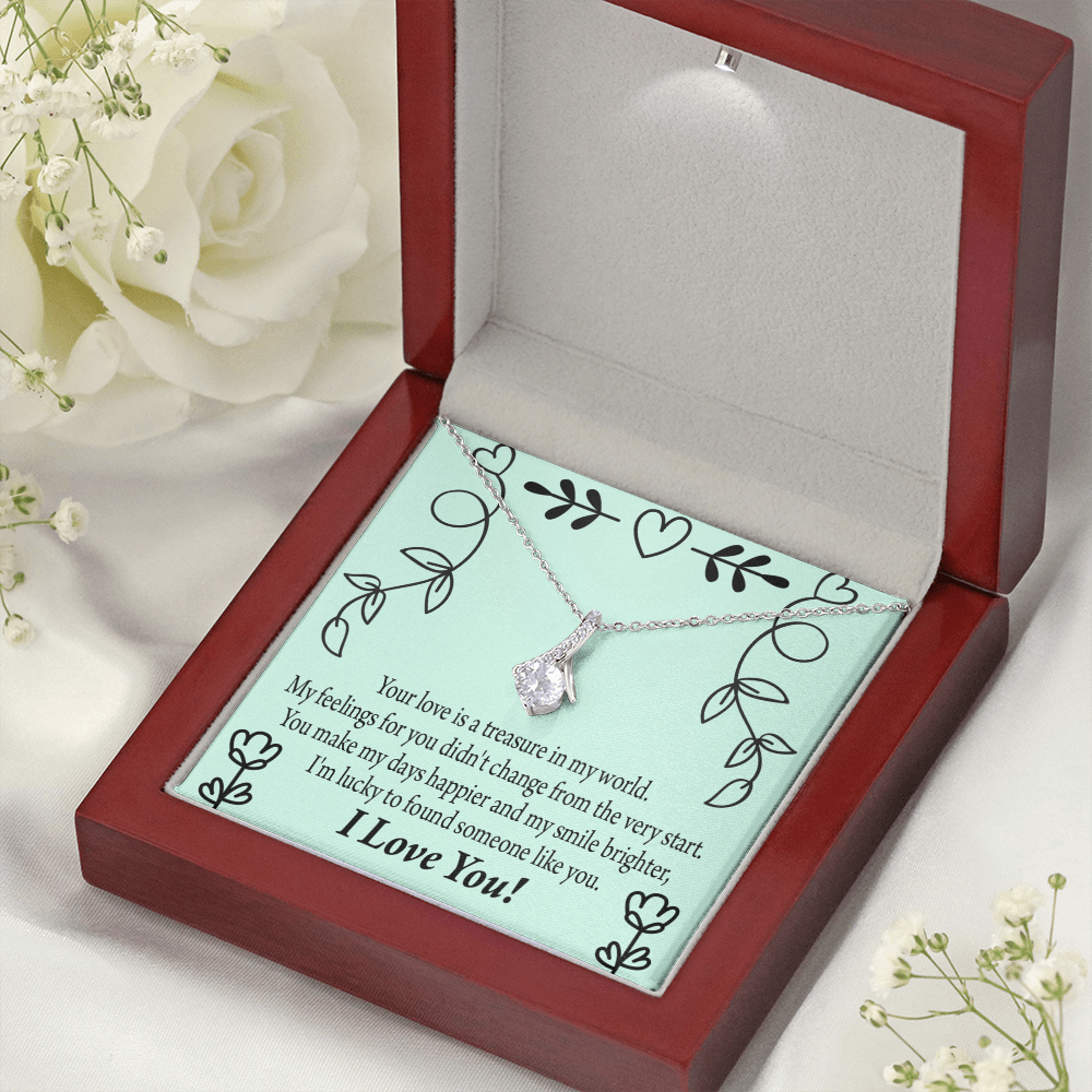 To My Girlfriend Lucky Alluring Ribbon Necklace Message Card-Express Your Love Gifts