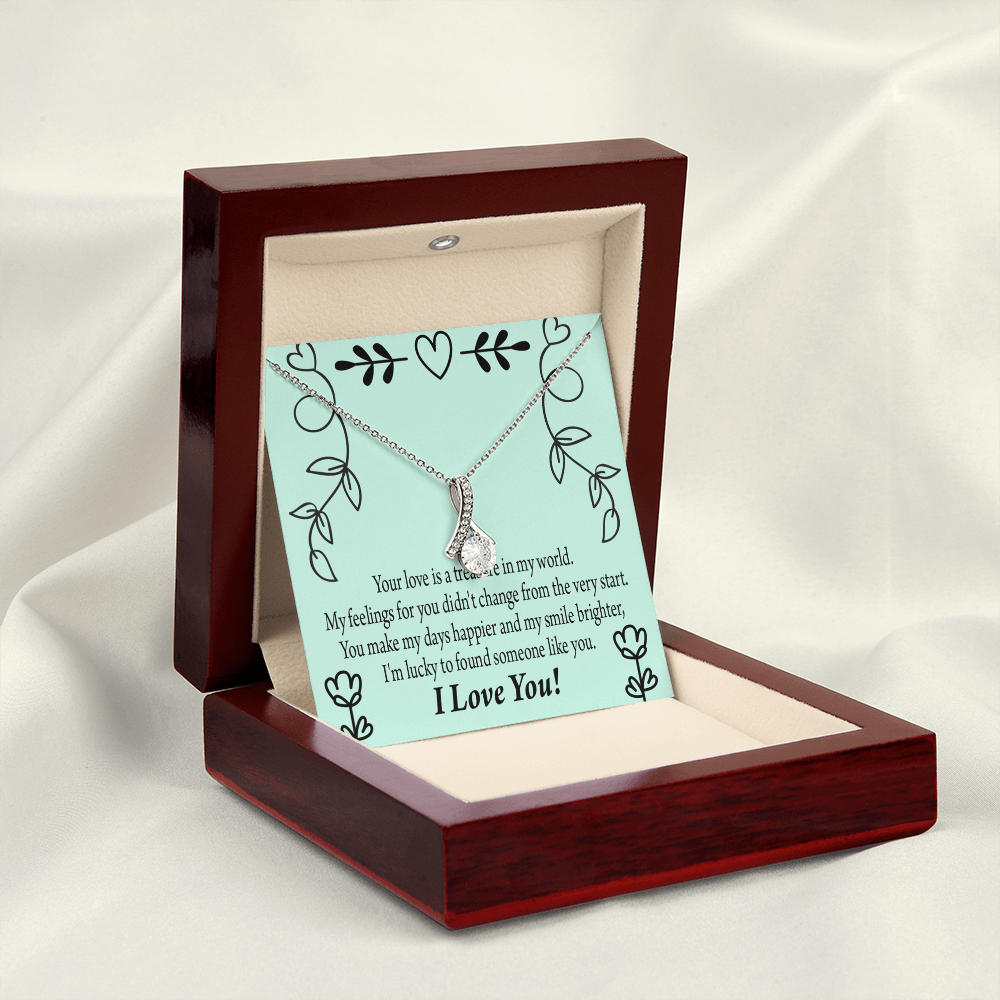 To My Girlfriend Lucky Alluring Ribbon Necklace Message Card-Express Your Love Gifts