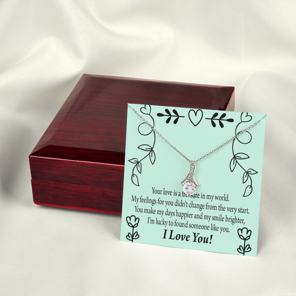 To My Girlfriend Lucky Alluring Ribbon Necklace Message Card-Express Your Love Gifts