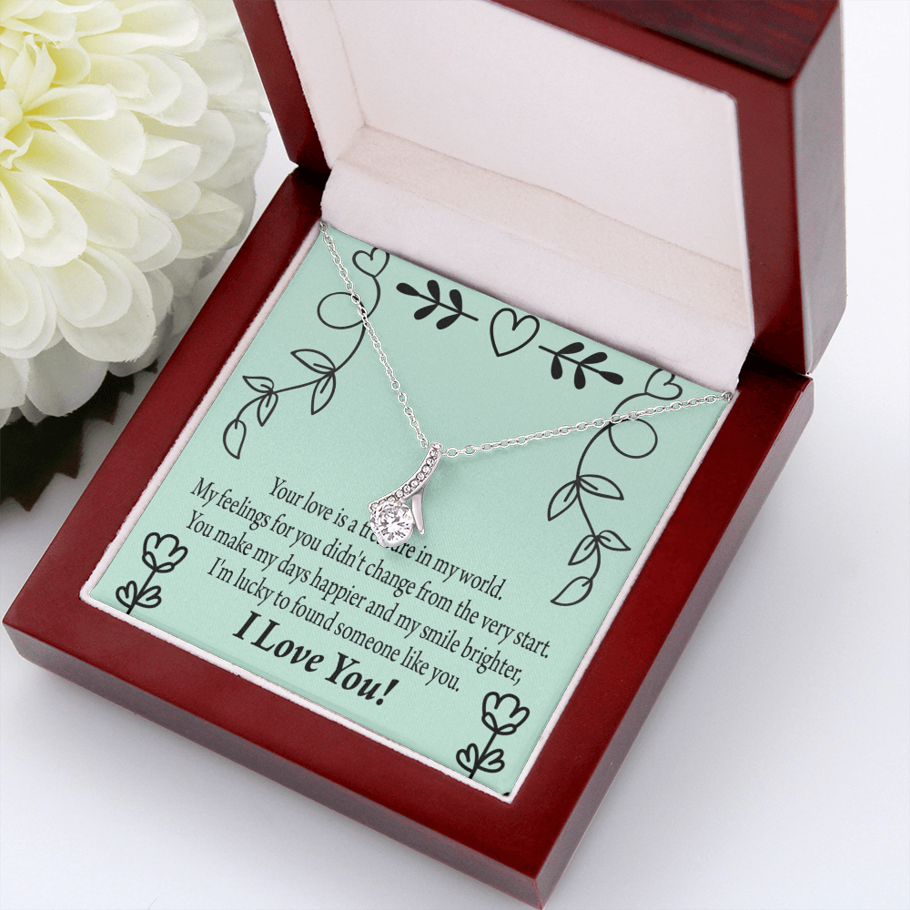 To My Girlfriend Lucky Alluring Ribbon Necklace Message Card-Express Your Love Gifts