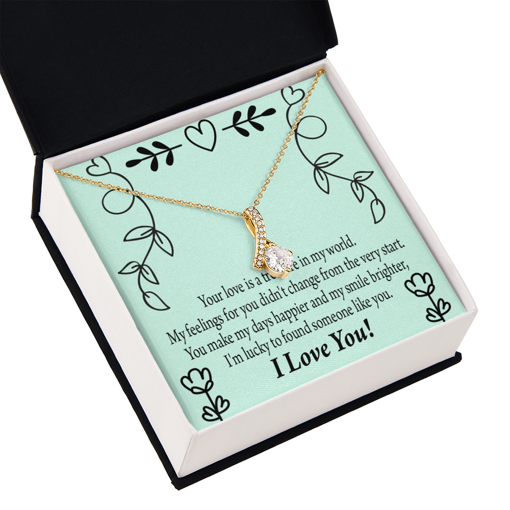 To My Girlfriend Lucky Alluring Ribbon Necklace Message Card-Express Your Love Gifts