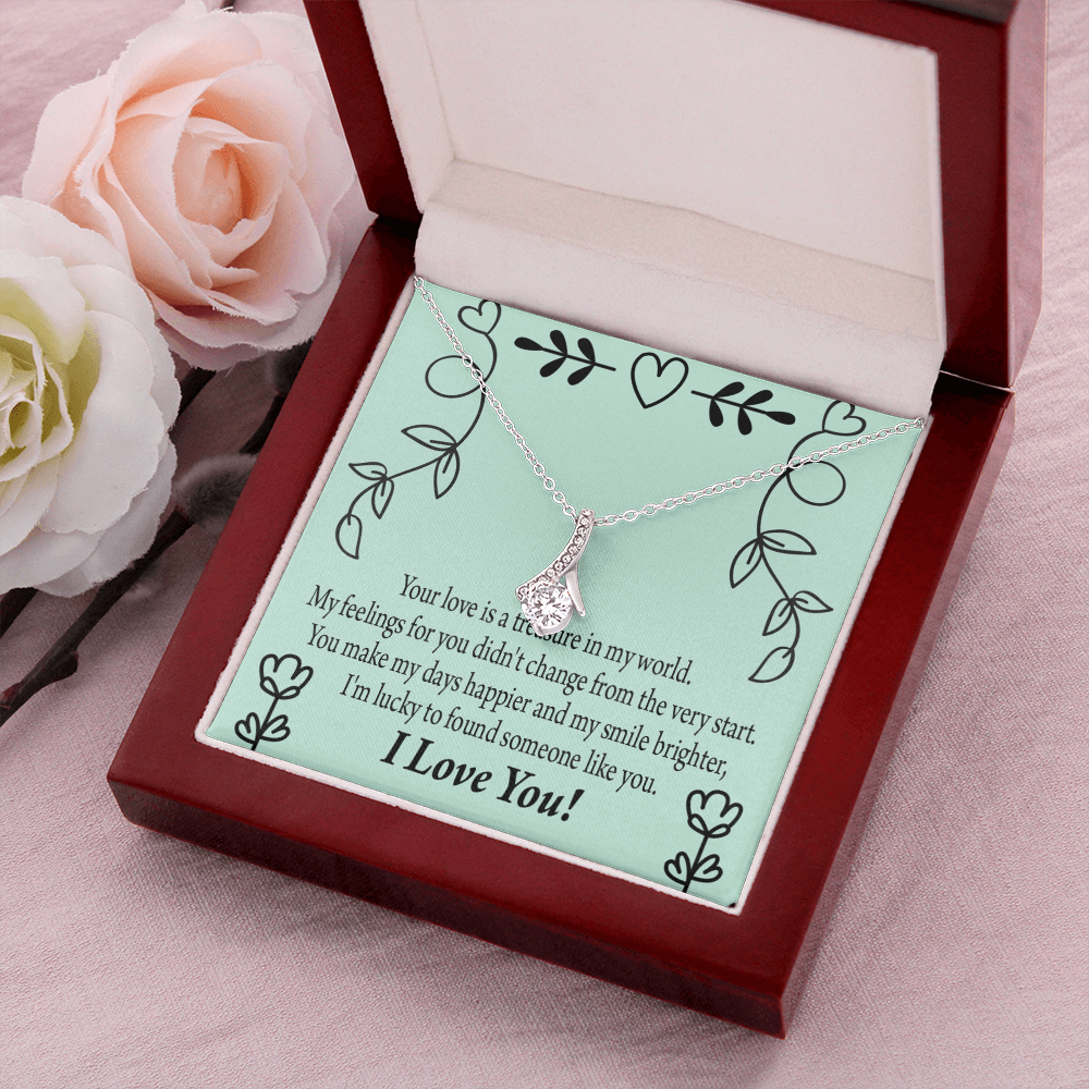 To My Girlfriend Lucky Alluring Ribbon Necklace Message Card-Express Your Love Gifts