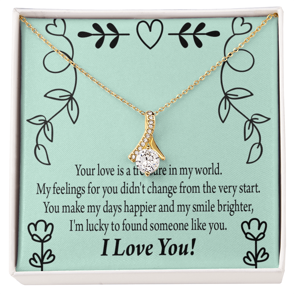 To My Girlfriend Lucky Alluring Ribbon Necklace Message Card-Express Your Love Gifts