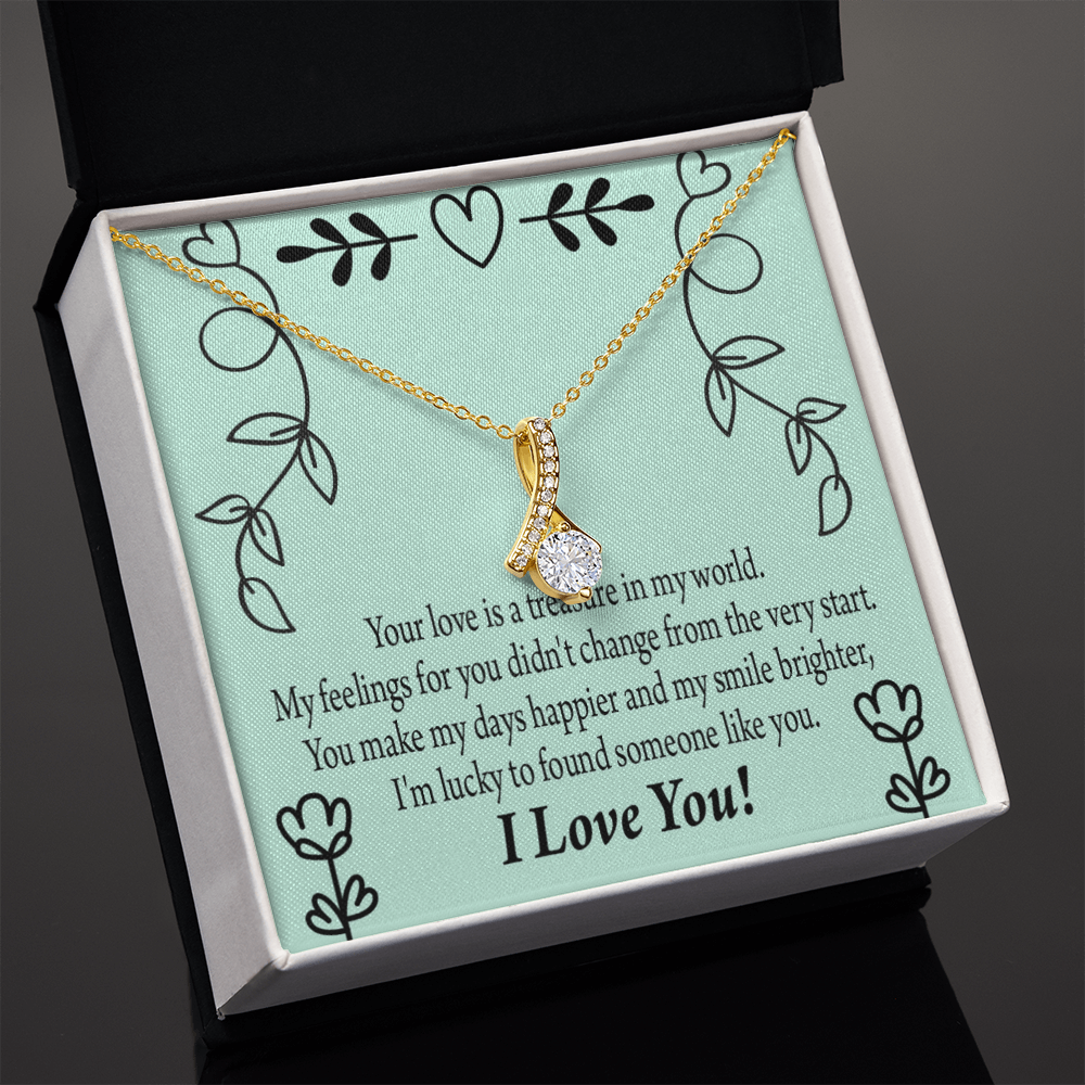 To My Girlfriend Lucky Alluring Ribbon Necklace Message Card-Express Your Love Gifts