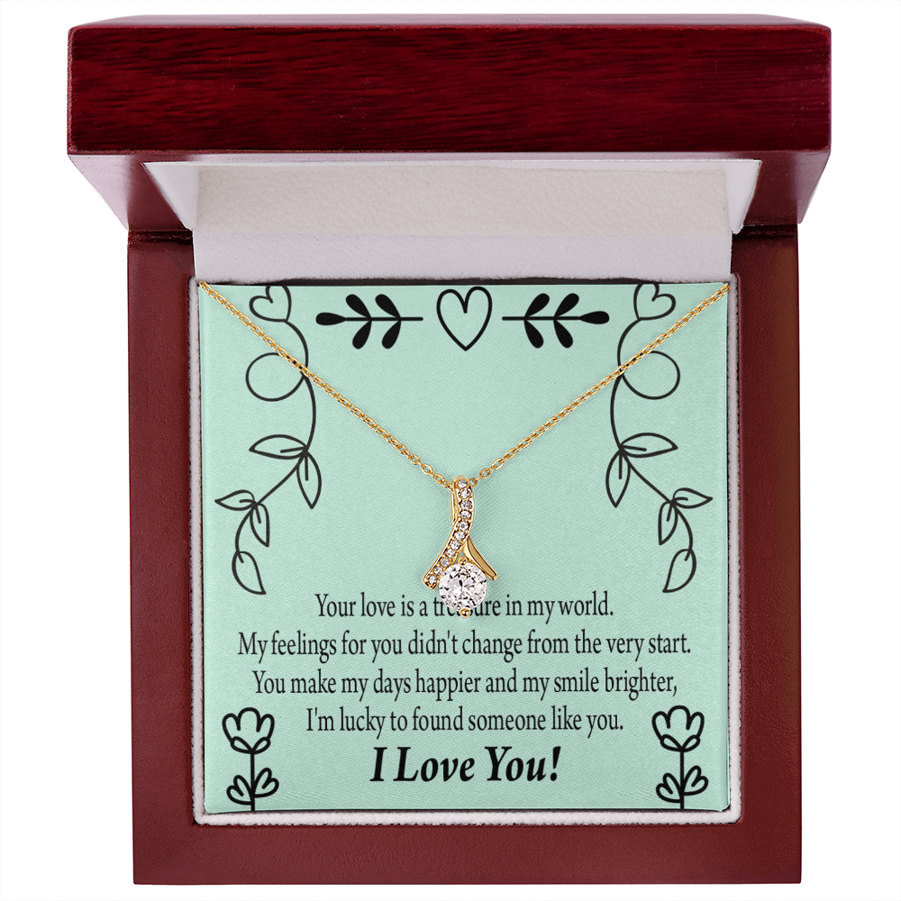 To My Girlfriend Lucky Alluring Ribbon Necklace Message Card-Express Your Love Gifts