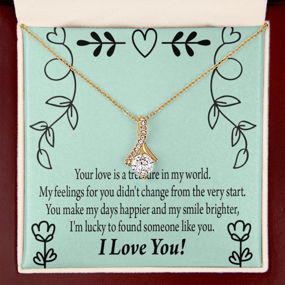 To My Girlfriend Lucky Alluring Ribbon Necklace Message Card-Express Your Love Gifts
