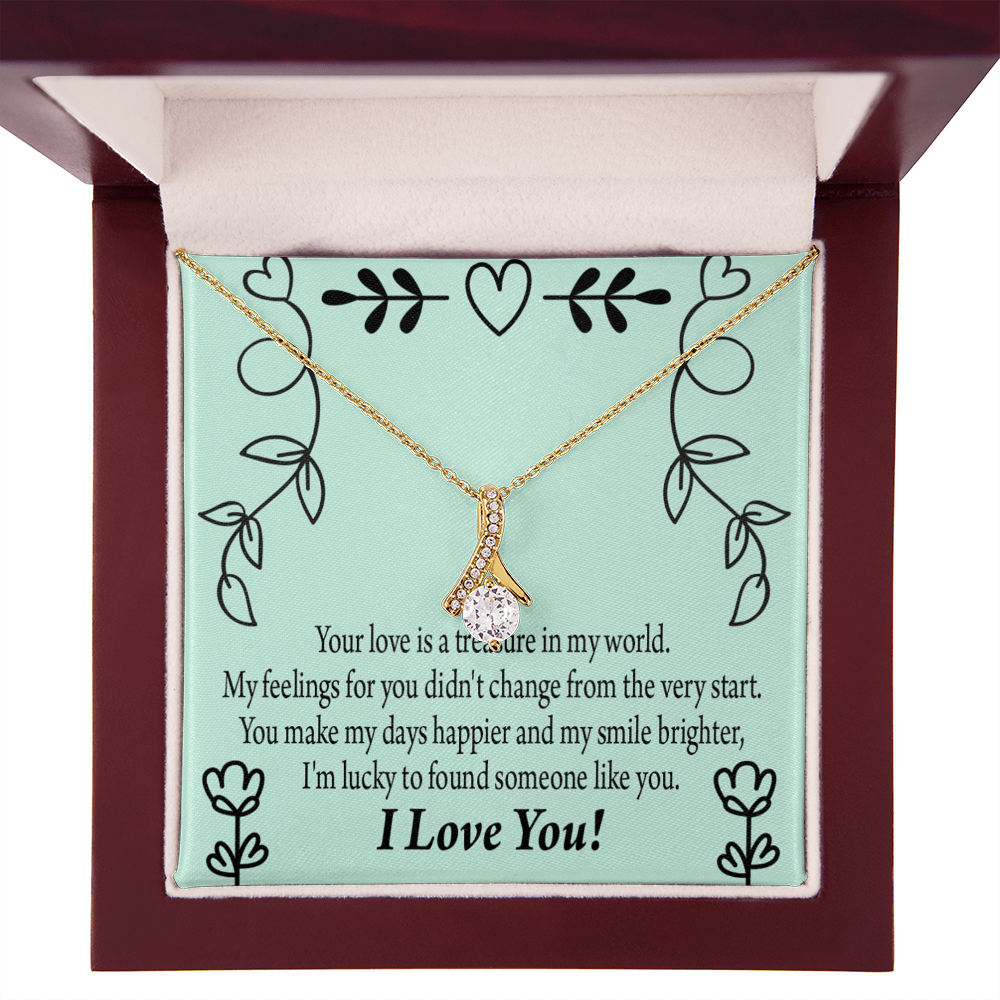 To My Girlfriend Lucky Alluring Ribbon Necklace Message Card-Express Your Love Gifts