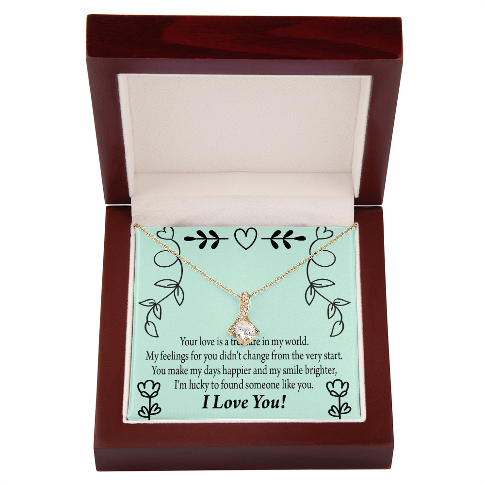 To My Girlfriend Lucky Alluring Ribbon Necklace Message Card-Express Your Love Gifts