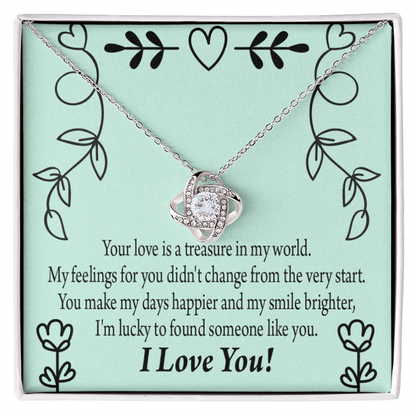 To My Girlfriend Lucky Infinity Knot Necklace Message Card-Express Your Love Gifts