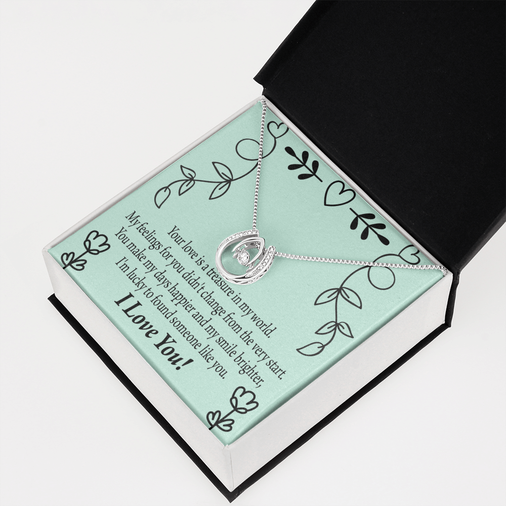 To My Girlfriend Lucky Lucky Horseshoe Necklace Message Card 14k w CZ Crystals-Express Your Love Gifts