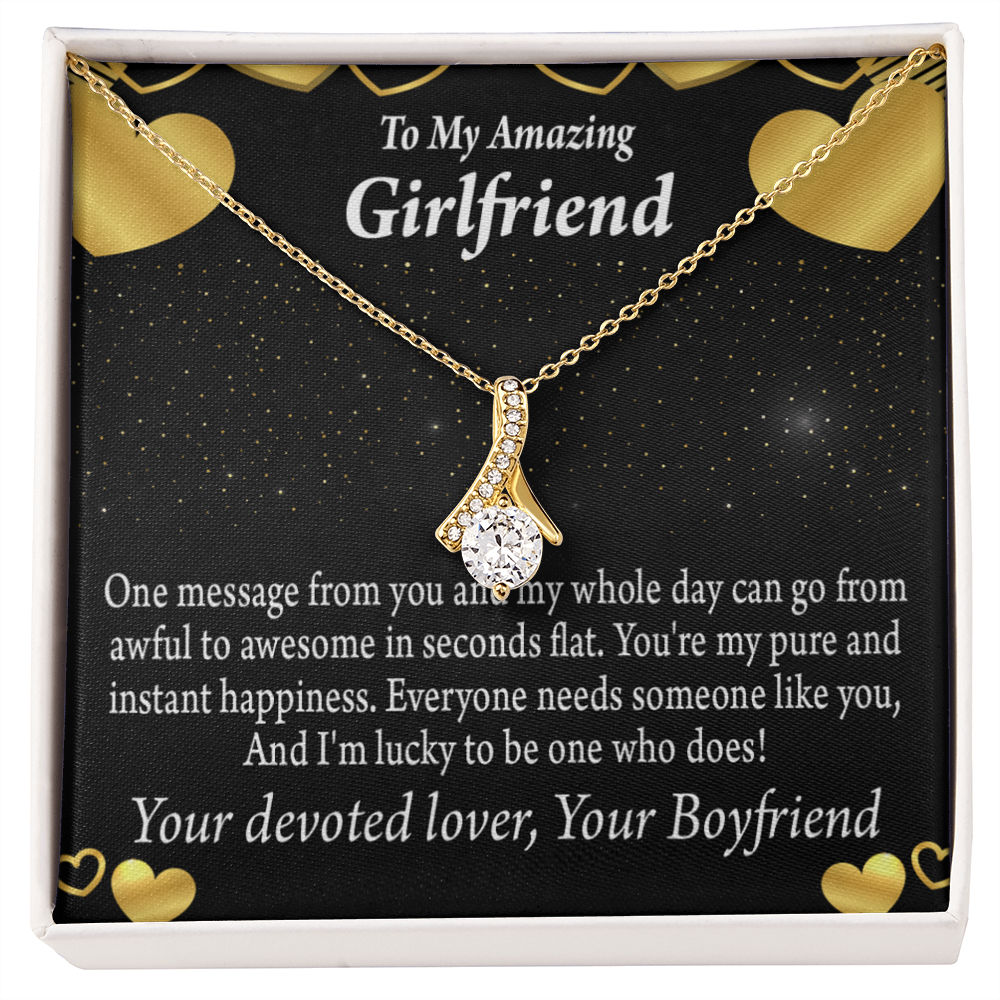 To My Girlfriend Lucky To Have You Alluring Ribbon Necklace Message Card-Express Your Love Gifts