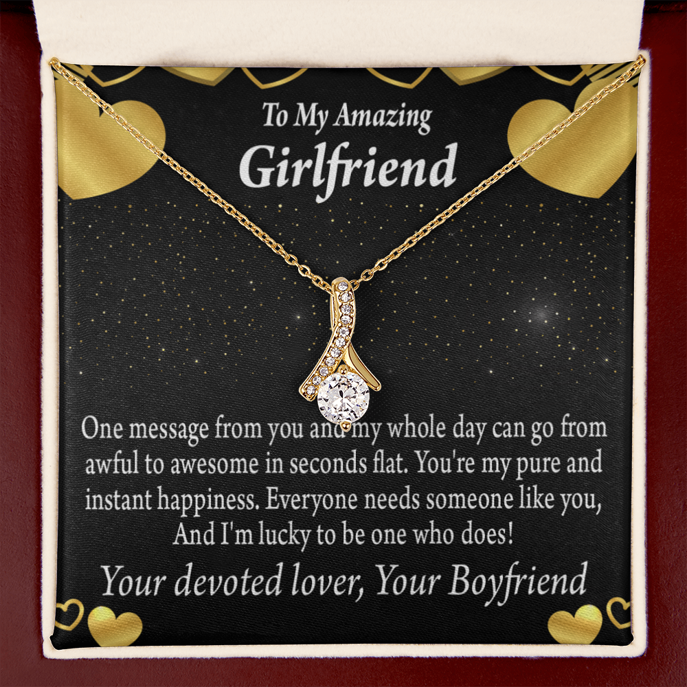 To My Girlfriend Lucky To Have You Alluring Ribbon Necklace Message Card-Express Your Love Gifts