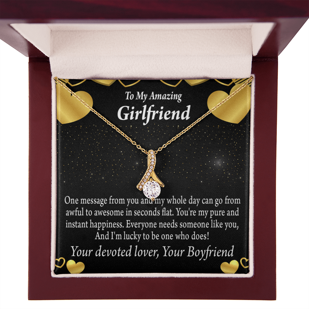 To My Girlfriend Lucky To Have You Alluring Ribbon Necklace Message Card-Express Your Love Gifts