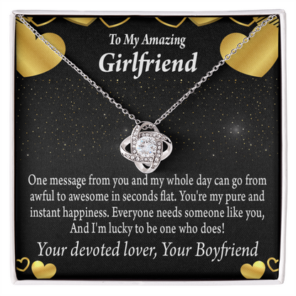 To My Girlfriend Lucky To Have You Infinity Knot Necklace Message Card-Express Your Love Gifts