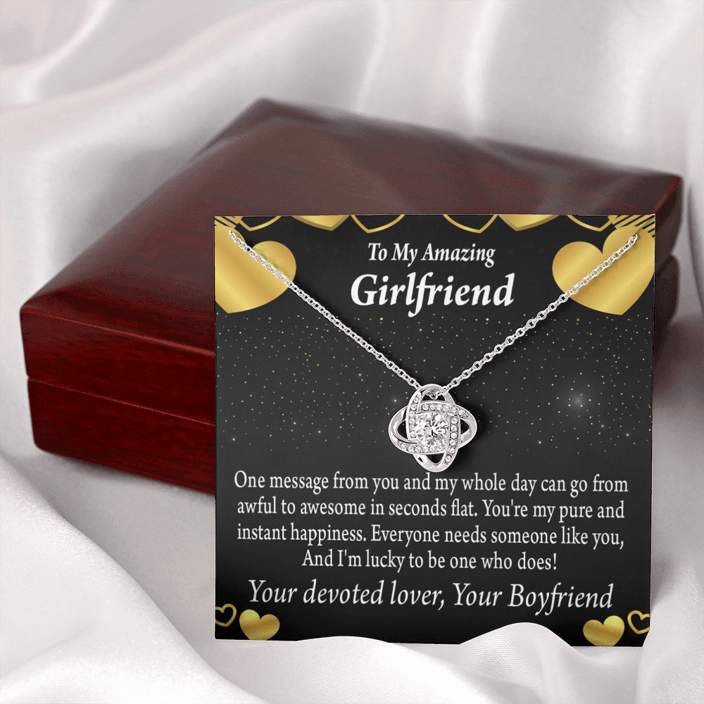 To My Girlfriend Lucky To Have You Infinity Knot Necklace Message Card-Express Your Love Gifts