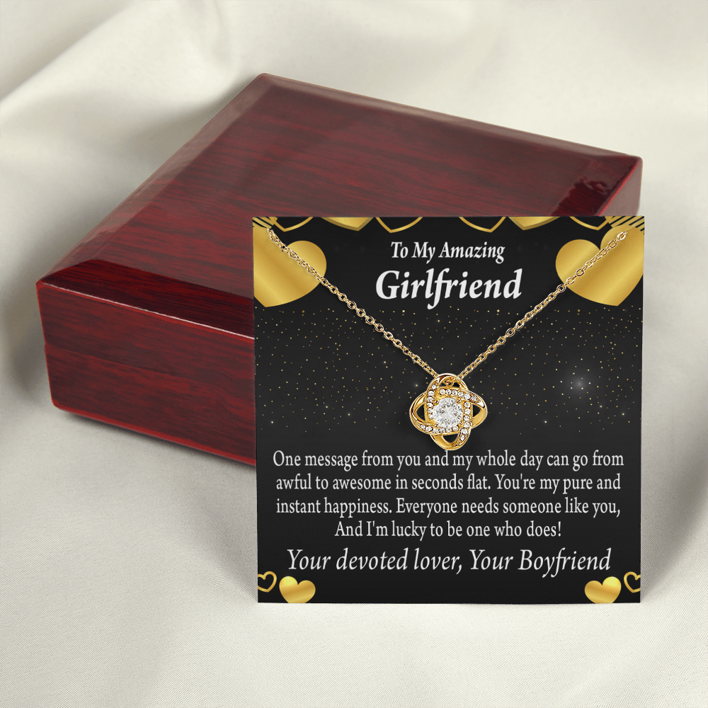 To My Girlfriend Lucky To Have You Infinity Knot Necklace Message Card-Express Your Love Gifts