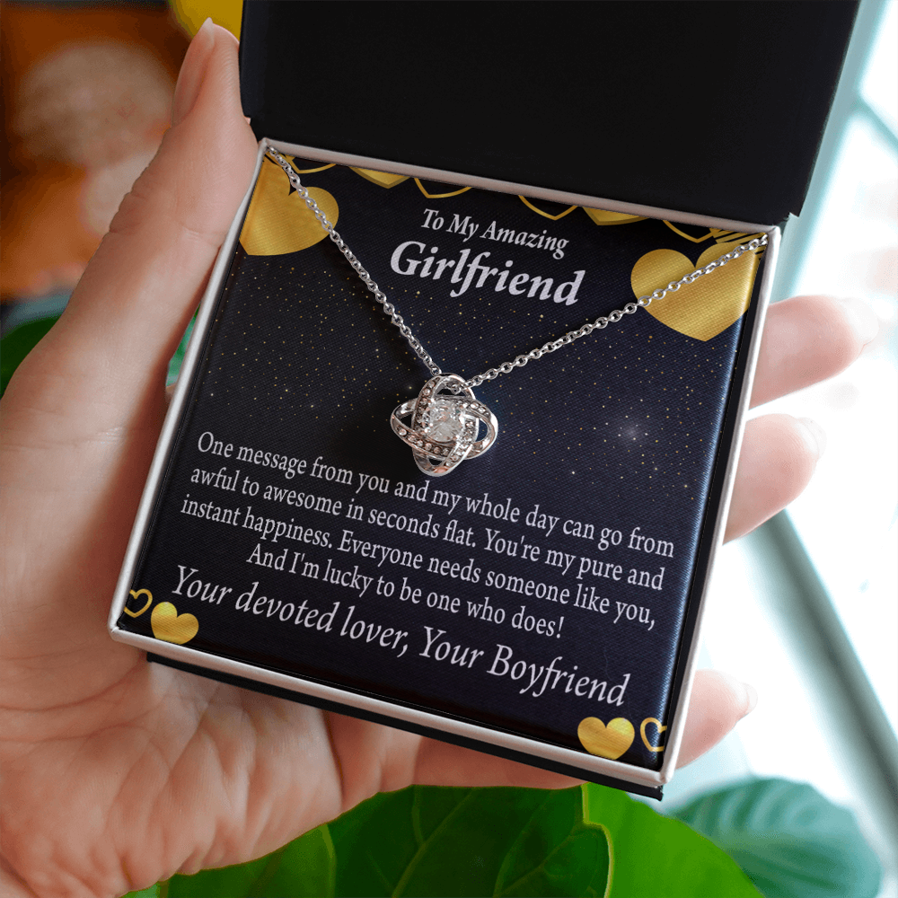 To My Girlfriend Lucky To Have You Infinity Knot Necklace Message Card-Express Your Love Gifts