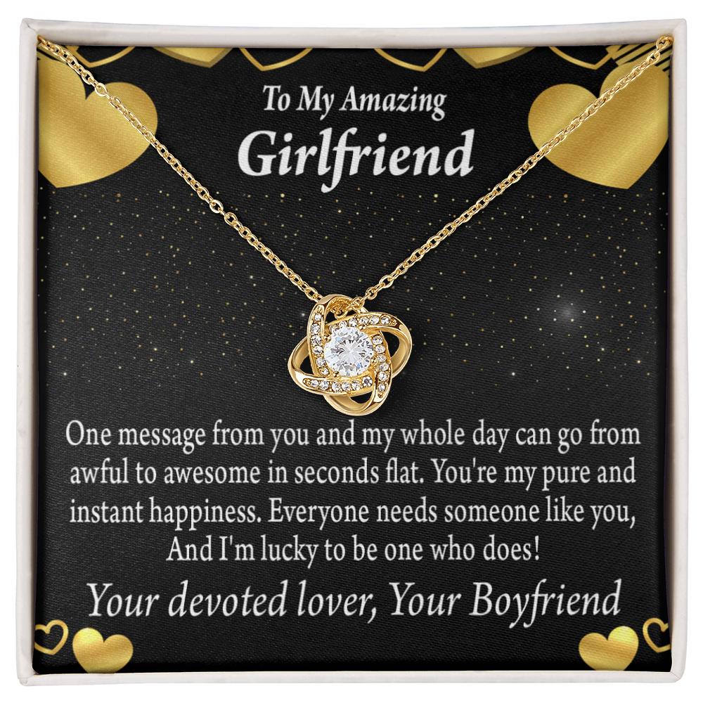 To My Girlfriend Lucky To Have You Infinity Knot Necklace Message Card-Express Your Love Gifts