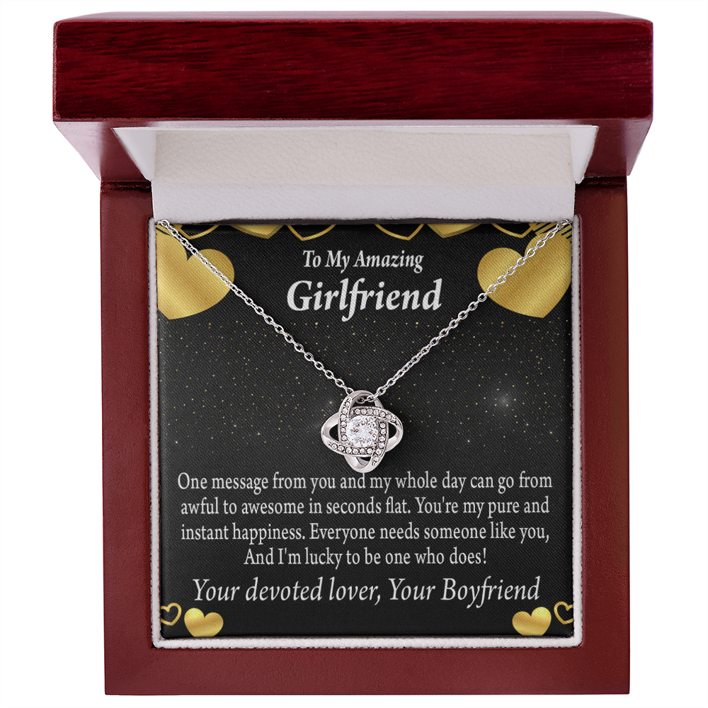 To My Girlfriend Lucky To Have You Infinity Knot Necklace Message Card-Express Your Love Gifts