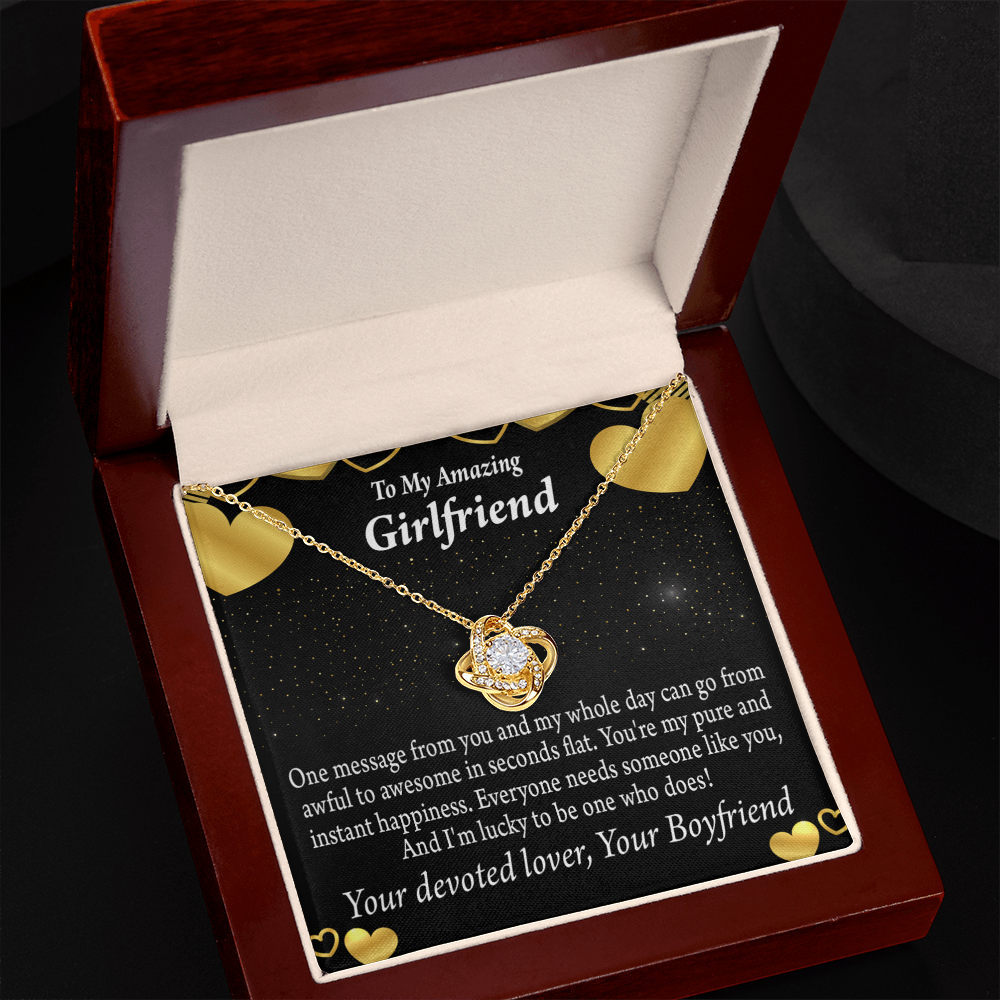 To My Girlfriend Lucky To Have You Infinity Knot Necklace Message Card-Express Your Love Gifts