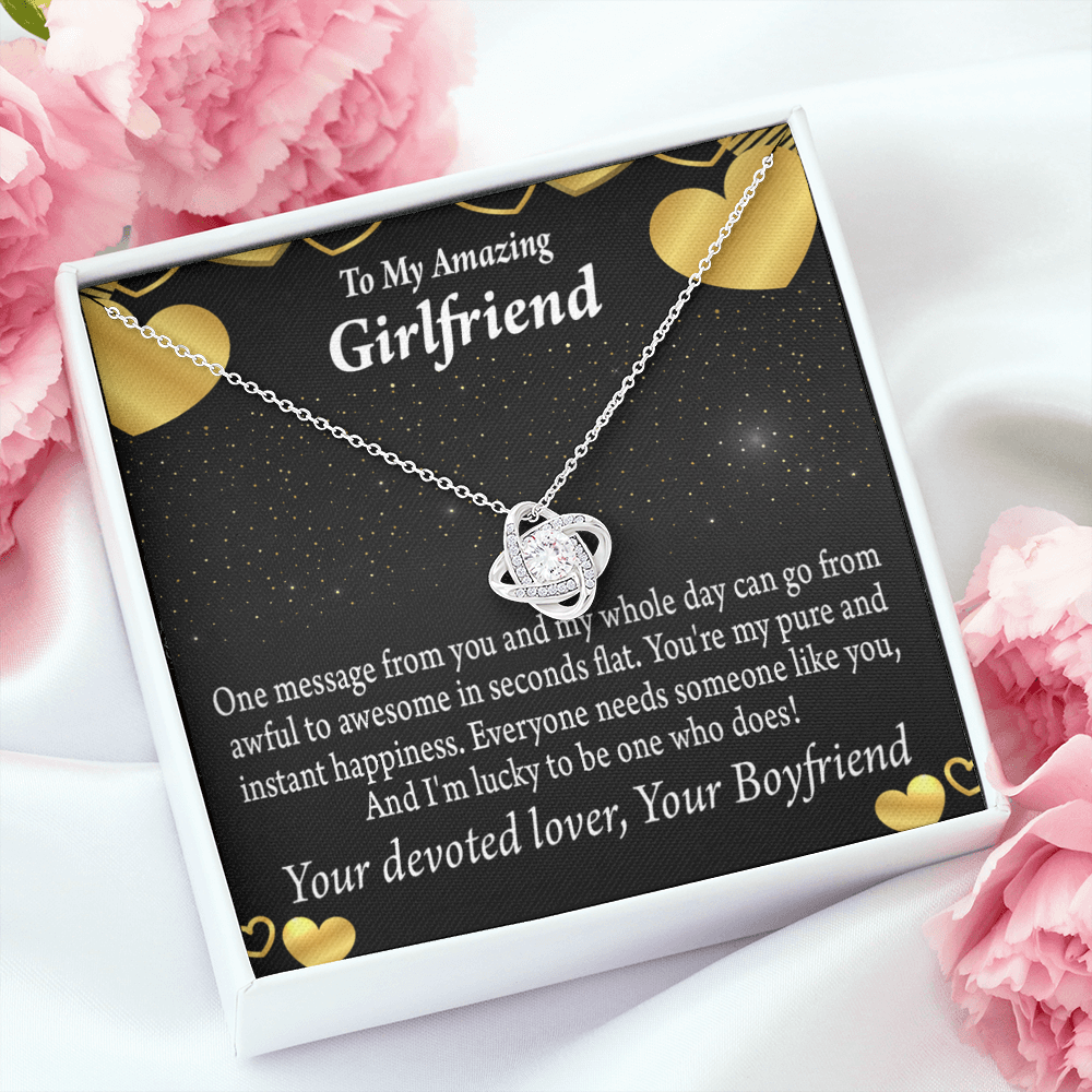 To My Girlfriend Lucky To Have You Infinity Knot Necklace Message Card-Express Your Love Gifts