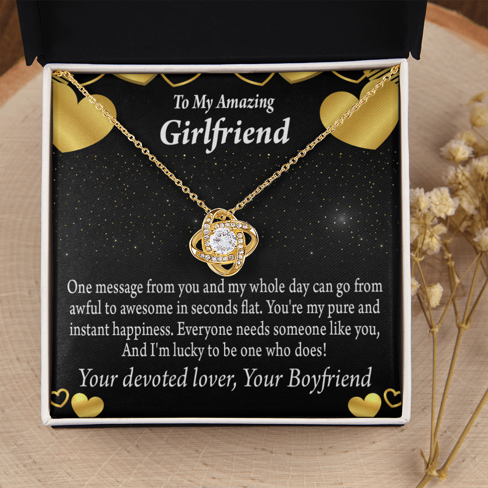 To My Girlfriend Lucky To Have You Infinity Knot Necklace Message Card-Express Your Love Gifts