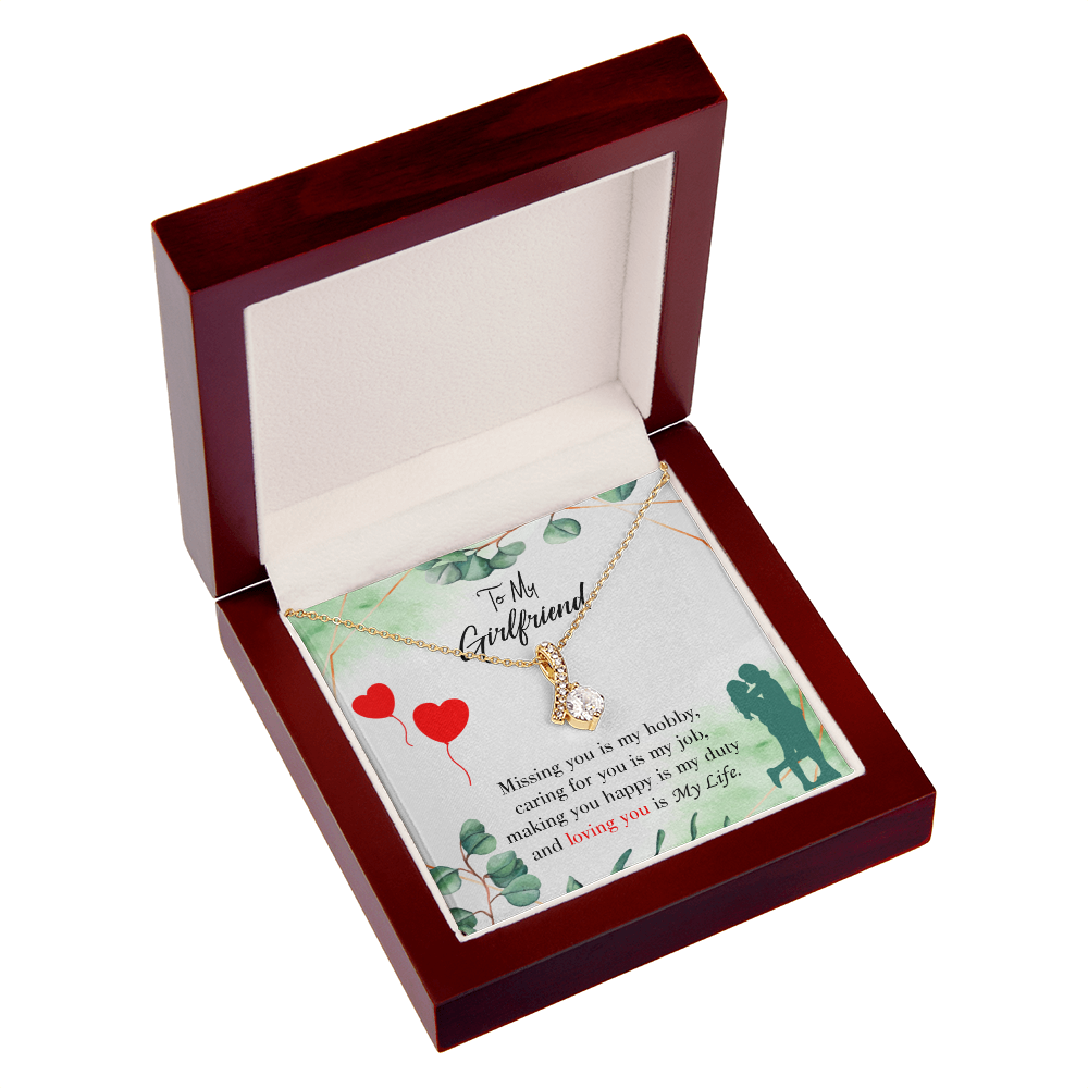 To My Girlfriend Missing You is my Hobby Alluring Ribbon Necklace Message Card-Express Your Love Gifts