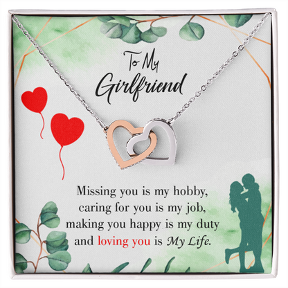 To My Girlfriend Missing You is my Hobby Inseparable Necklace-Express Your Love Gifts