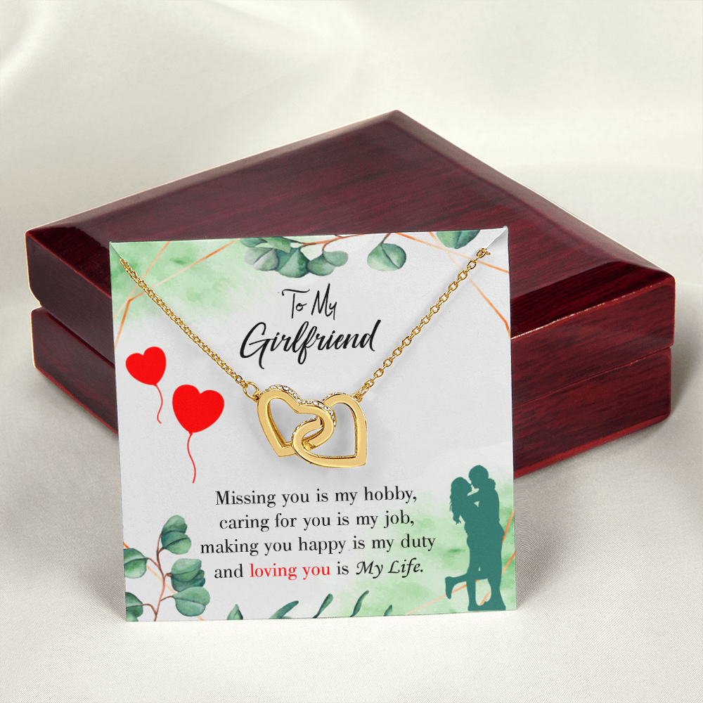 To My Girlfriend Missing You is my Hobby Inseparable Necklace-Express Your Love Gifts