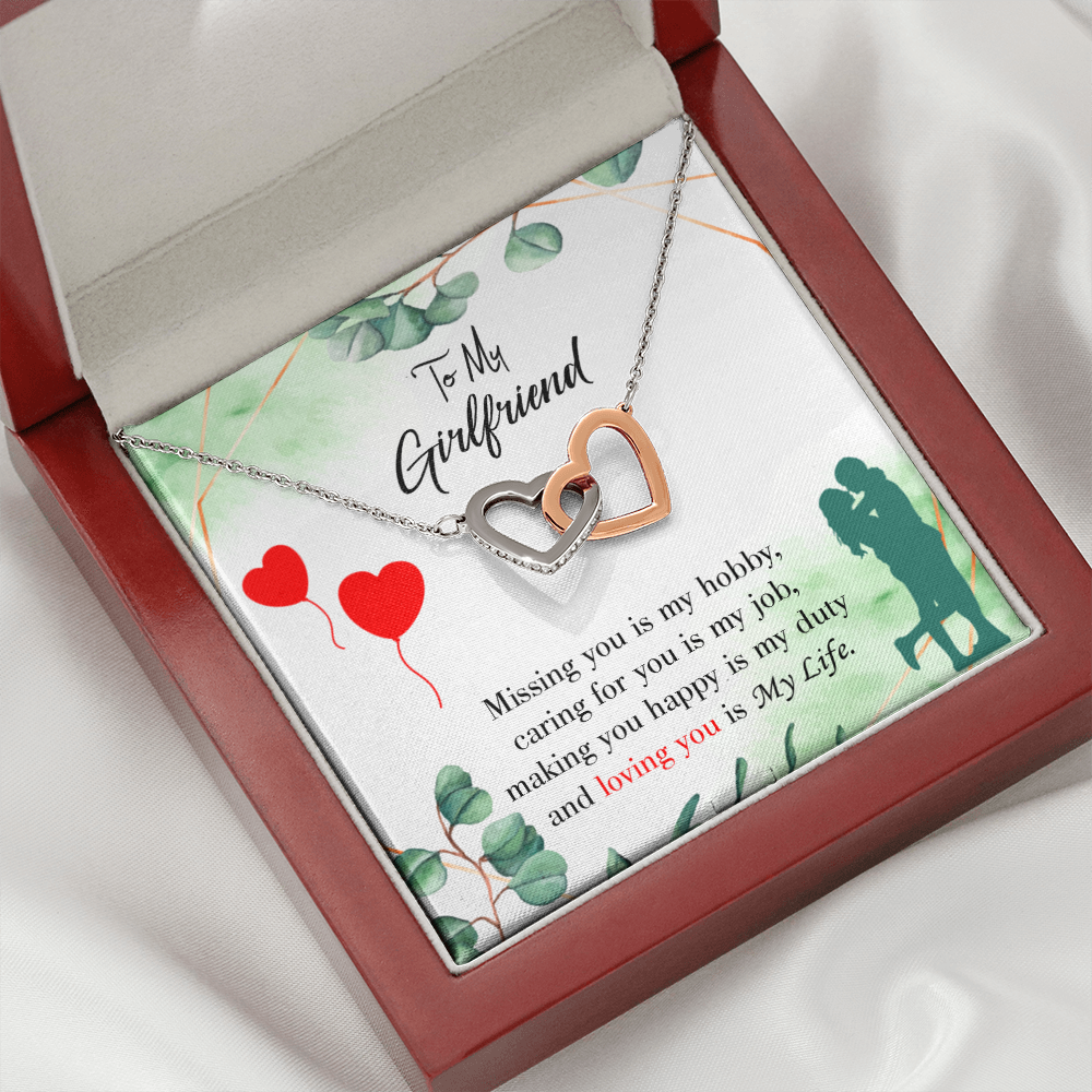 To My Girlfriend Missing You is my Hobby Inseparable Necklace-Express Your Love Gifts