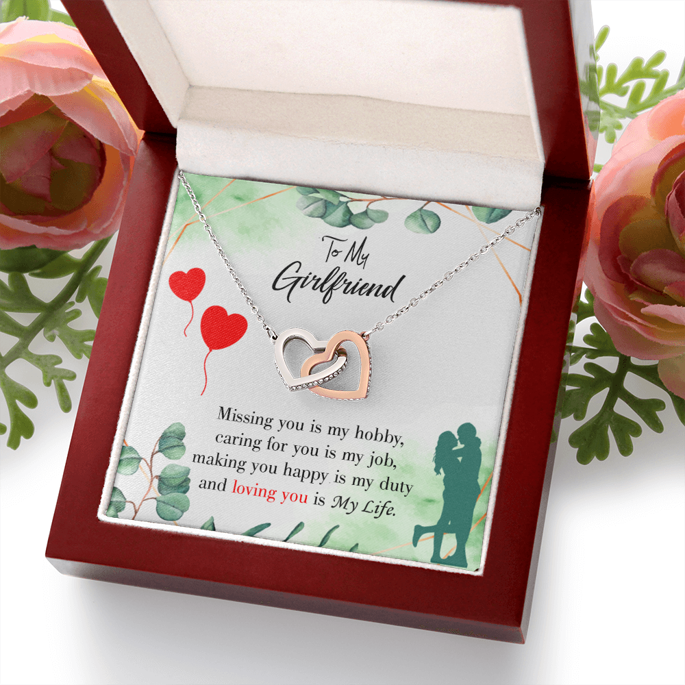 To My Girlfriend Missing You is my Hobby Inseparable Necklace-Express Your Love Gifts