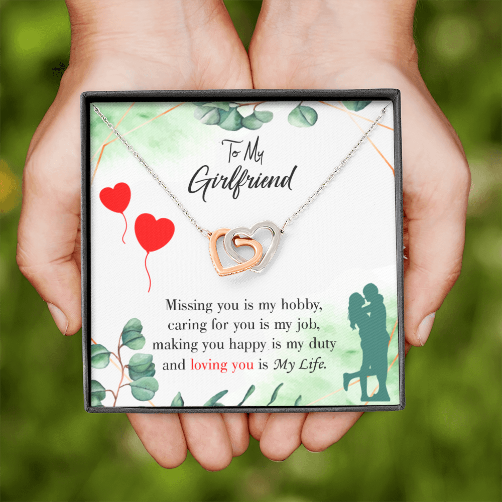To My Girlfriend Missing You is my Hobby Inseparable Necklace-Express Your Love Gifts