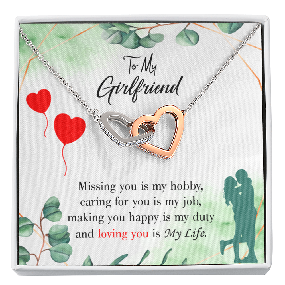 To My Girlfriend Missing You is my Hobby Inseparable Necklace-Express Your Love Gifts