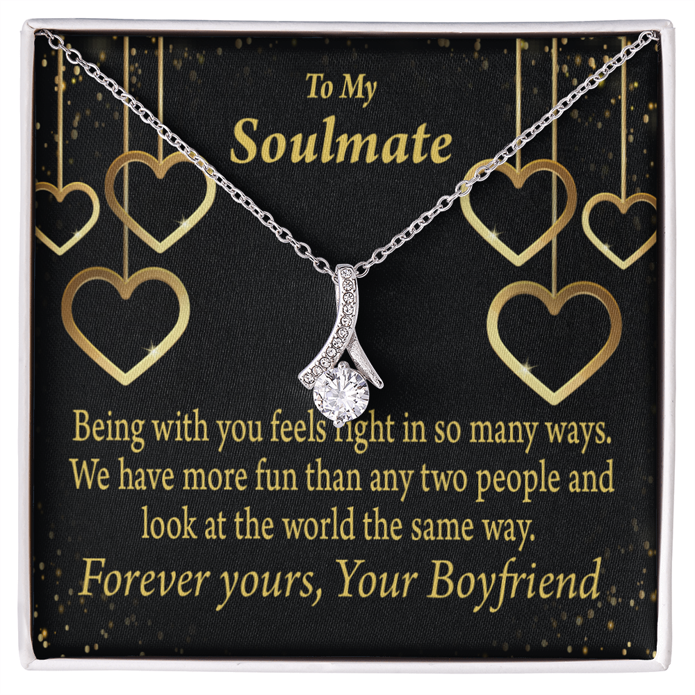 To My Girlfriend More Fun With You Alluring Ribbon Necklace Message Card-Express Your Love Gifts