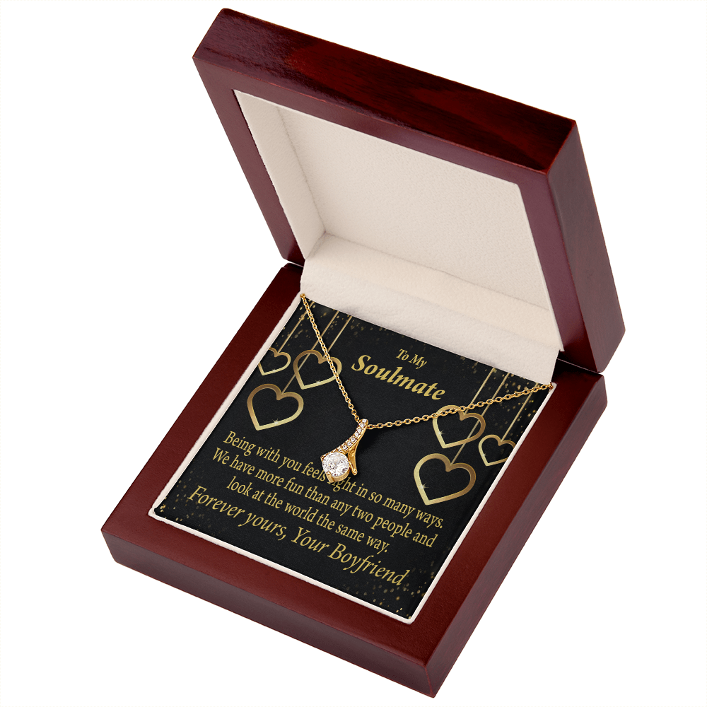 To My Girlfriend More Fun With You Alluring Ribbon Necklace Message Card-Express Your Love Gifts