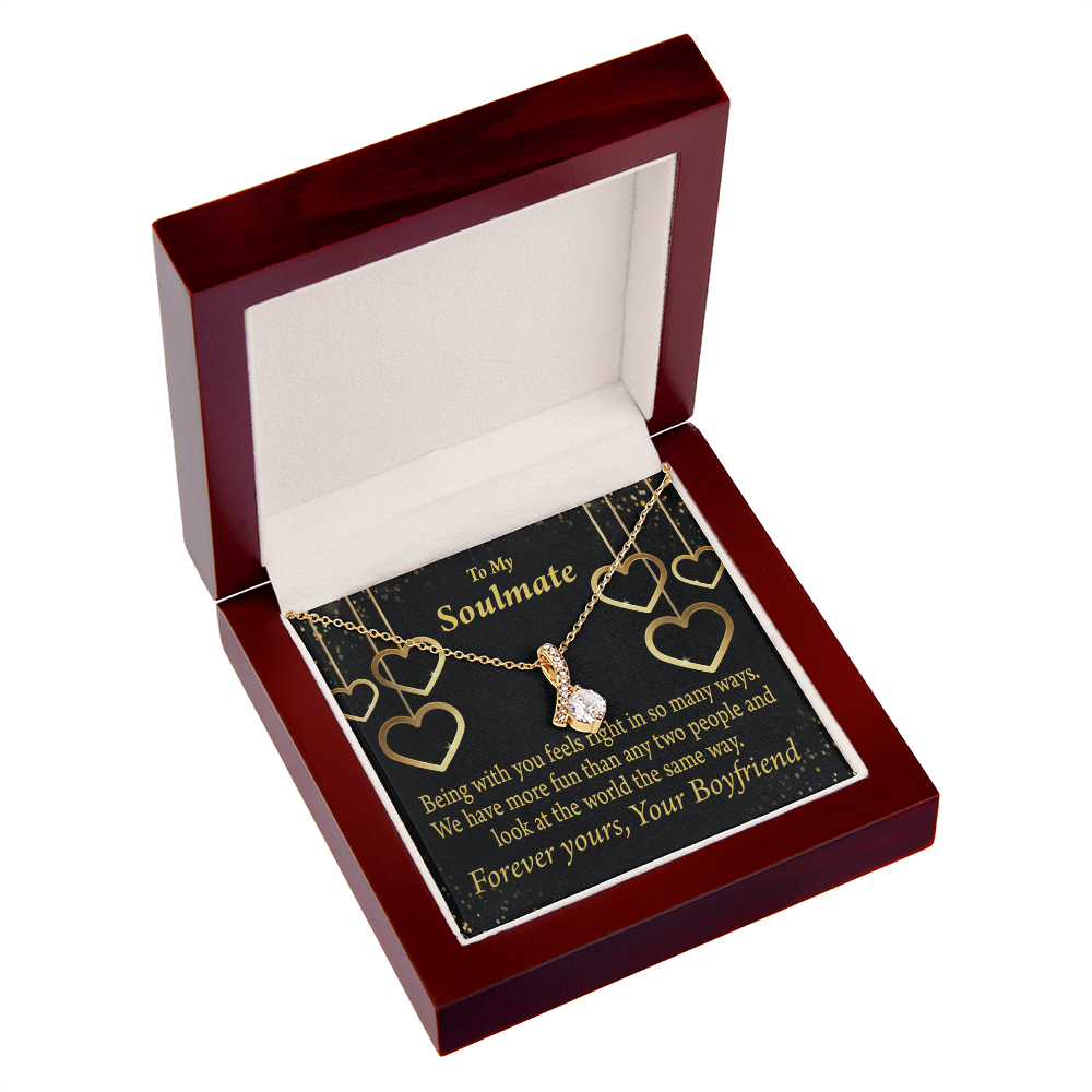 To My Girlfriend More Fun With You Alluring Ribbon Necklace Message Card-Express Your Love Gifts