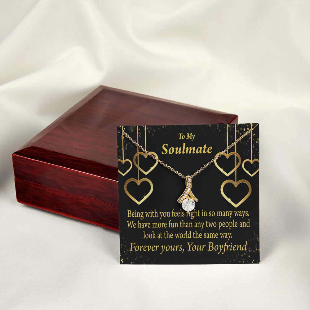 To My Girlfriend More Fun With You Alluring Ribbon Necklace Message Card-Express Your Love Gifts
